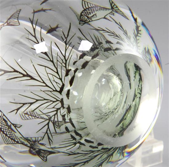 Edward Hald (1883-1980) for Orrefors. A Graal glass paperweight vase, c.1955, height 11cm